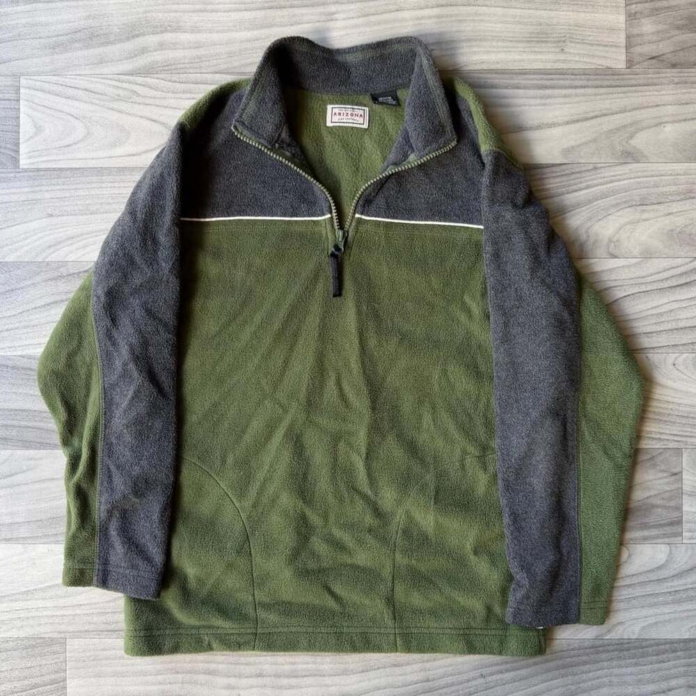 Vintage Arizona Jean Co. Olive Green Quarter Zip Fleece Medium
